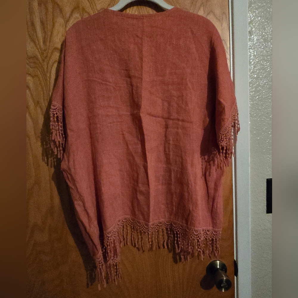 Valentina Naldi Elegant Fringe Women's Shawl - Coral - Picture 3 of 9
